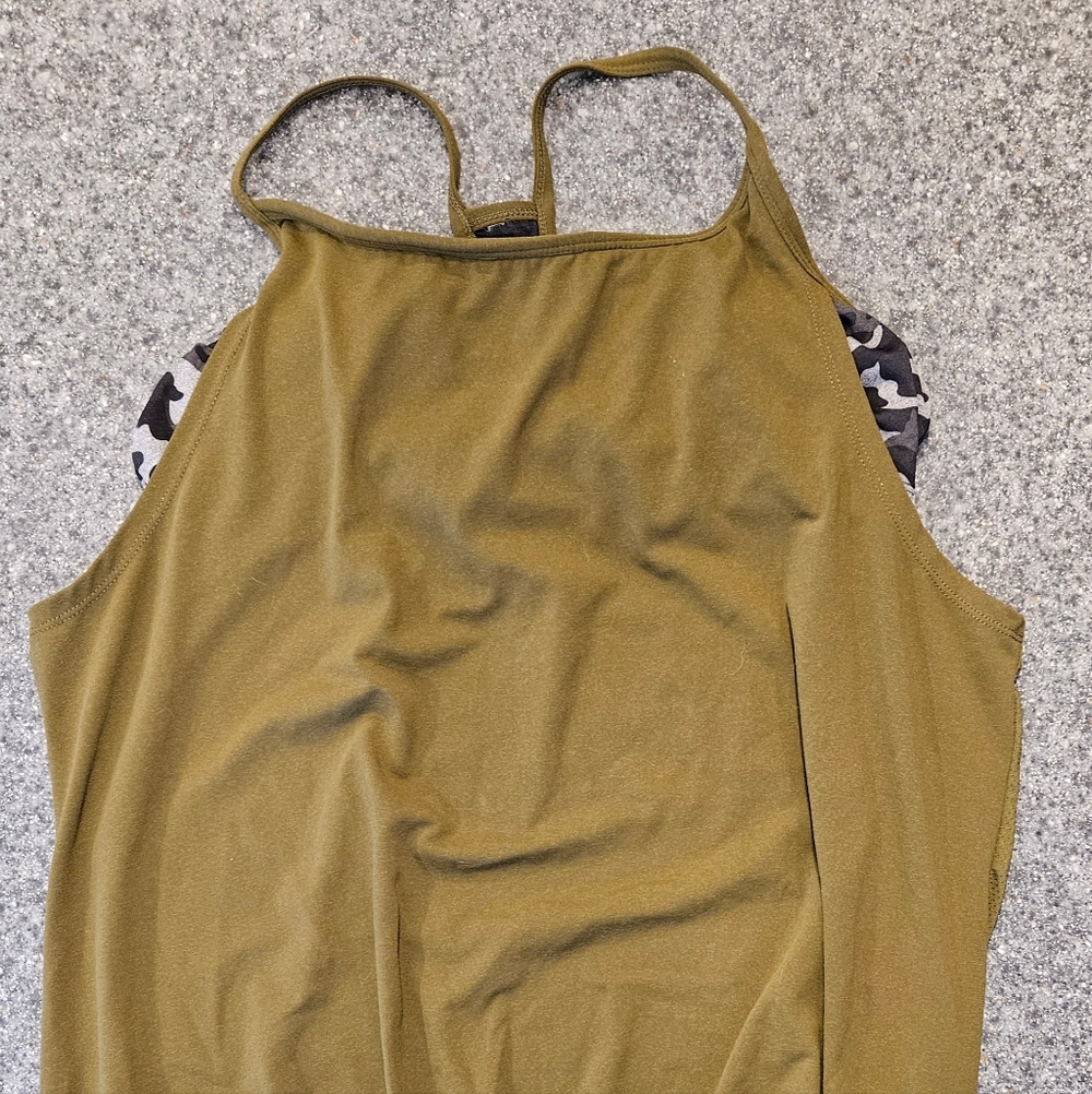 Fabletics Olive Green T Back Athletic Bra Tank
